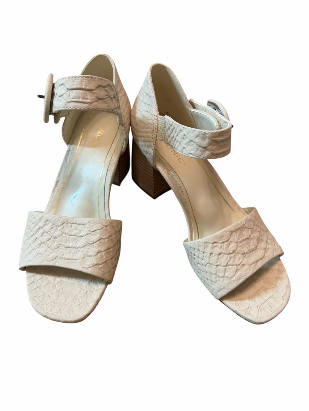 Modern Comfort Vionic Snake Embossed Leather Block Heel Sandals Size 7
